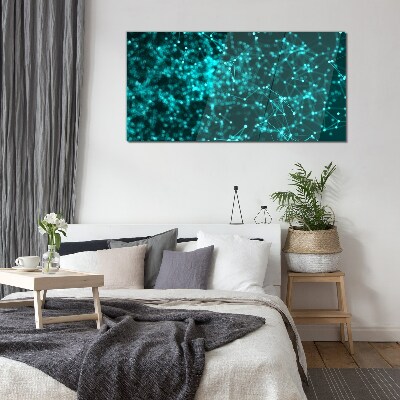 Network connections in blue Wall art on glass