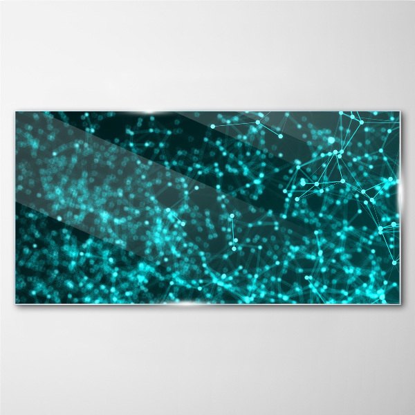 Digital network in shades of blue Glass art print