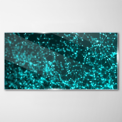Digital network in shades of blue Glass art print