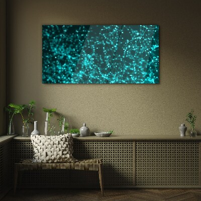 Digital network in shades of blue Glass art print