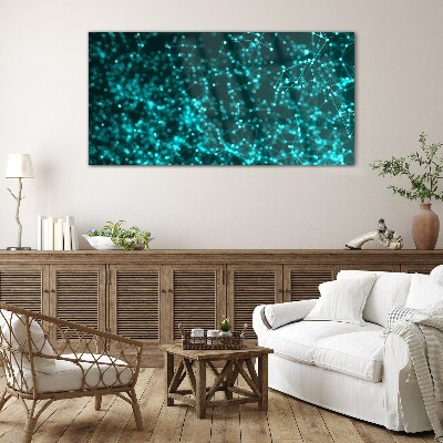 Digital network in shades of blue Glass art print