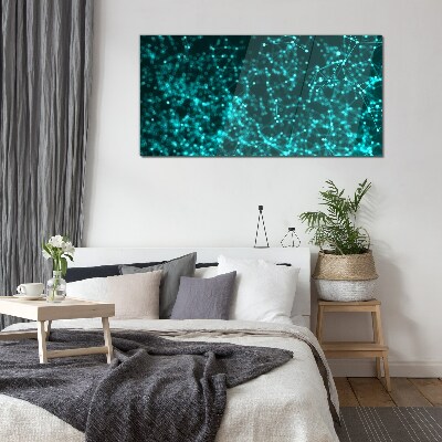 Digital network in shades of blue Glass art print