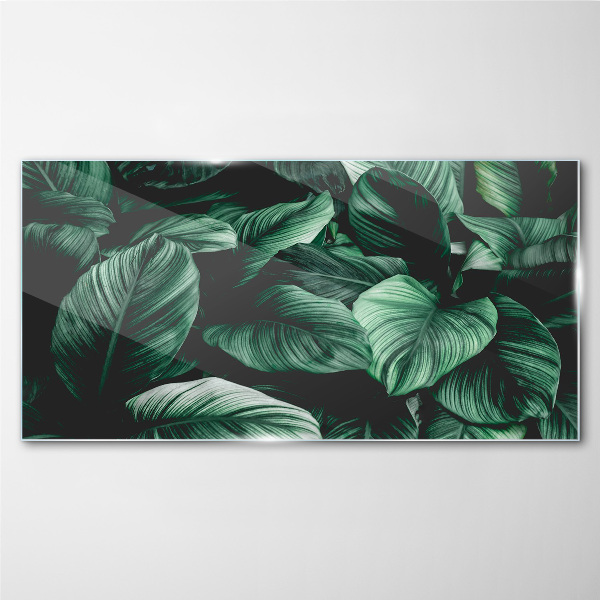 Green Symphony of Leaves Glass art print