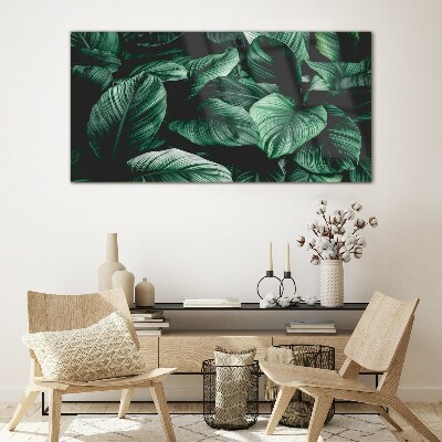 Green Symphony of Leaves Glass art print