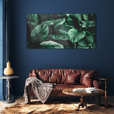 Green Symphony of Leaves Glass art print