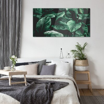 Green Symphony of Leaves Glass art print