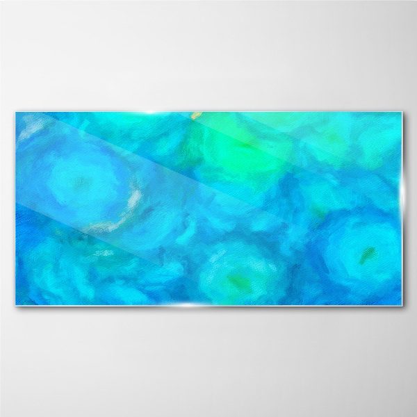 Turquoise circles in blue Glass art print