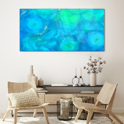 Turquoise circles in blue Glass art print