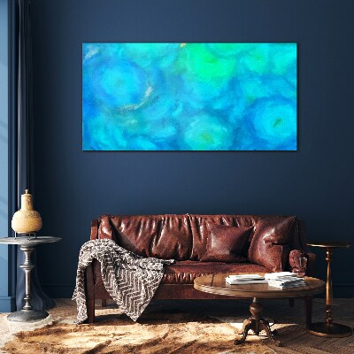 Turquoise circles in blue Glass art print