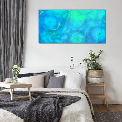 Turquoise circles in blue Glass art print