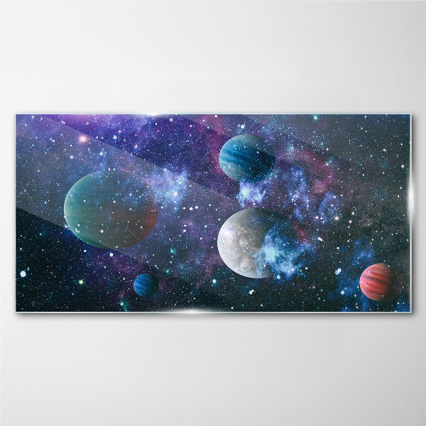 Cosmic Planetary Landscape Wall art on glass