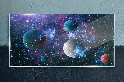 Cosmic Planetary Landscape Wall art on glass