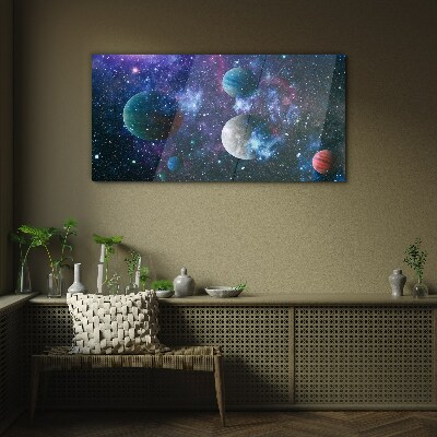 Cosmic Planetary Landscape Wall art on glass