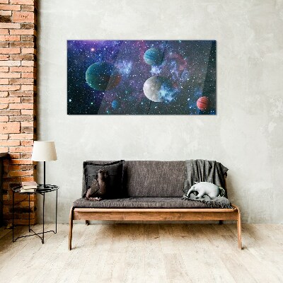 Cosmic Planetary Landscape Wall art on glass
