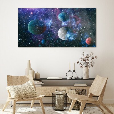 Cosmic Planetary Landscape Wall art on glass