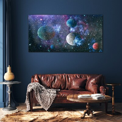 Cosmic Planetary Landscape Wall art on glass