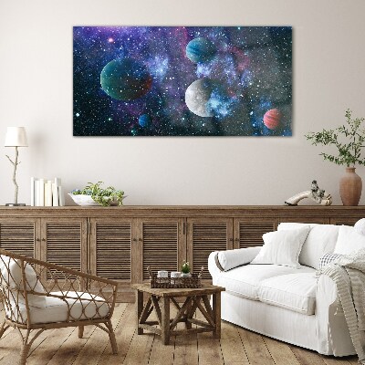 Cosmic Planetary Landscape Wall art on glass
