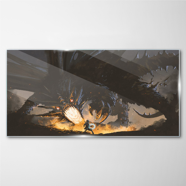 Dragon in the Heat of Battle Wall art on glass