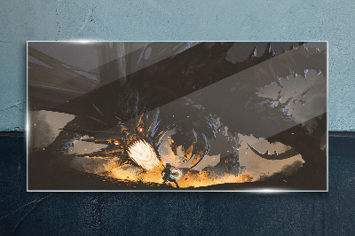 Dragon in the Heat of Battle Wall art on glass