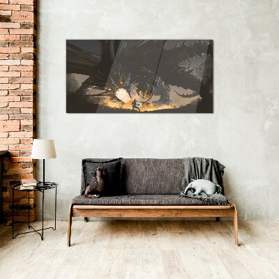 Dragon in the Heat of Battle Wall art on glass