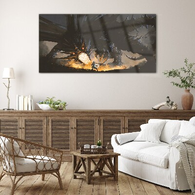 Dragon in the Heat of Battle Wall art on glass