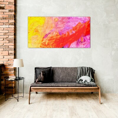 Colorful abstraction in warm tones Glass art print
