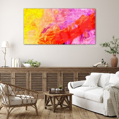 Colorful abstraction in warm tones Glass art print