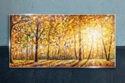 Autumn forest nature Glass Print