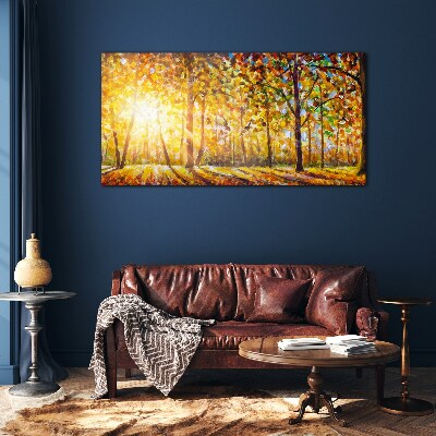 Autumn forest nature Glass Print