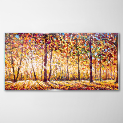 Autumn forest nature Glass Print