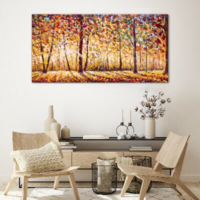 Autumn forest nature Glass Print