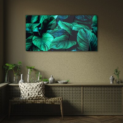 Green tropical leaves Glass art print