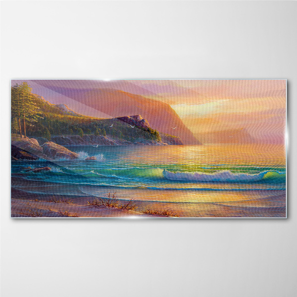 A quiet morning by the sea Wall art on glass
