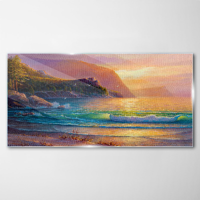 A quiet morning by the sea Wall art on glass
