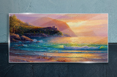 A quiet morning by the sea Wall art on glass