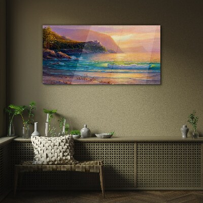 A quiet morning by the sea Wall art on glass