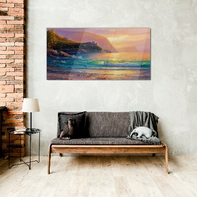A quiet morning by the sea Wall art on glass