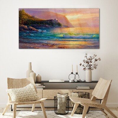 A quiet morning by the sea Wall art on glass