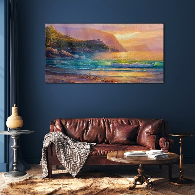 A quiet morning by the sea Wall art on glass