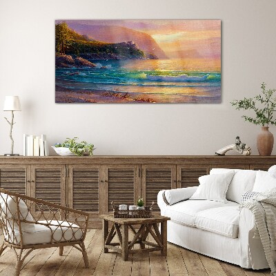 A quiet morning by the sea Wall art on glass