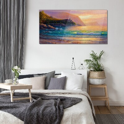A quiet morning by the sea Wall art on glass
