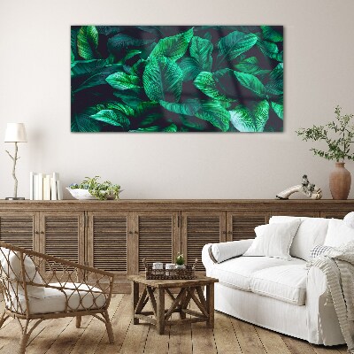 Green Symphony of Leaves Glass art print