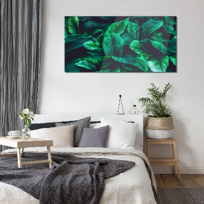 Green Symphony of Leaves Glass art print