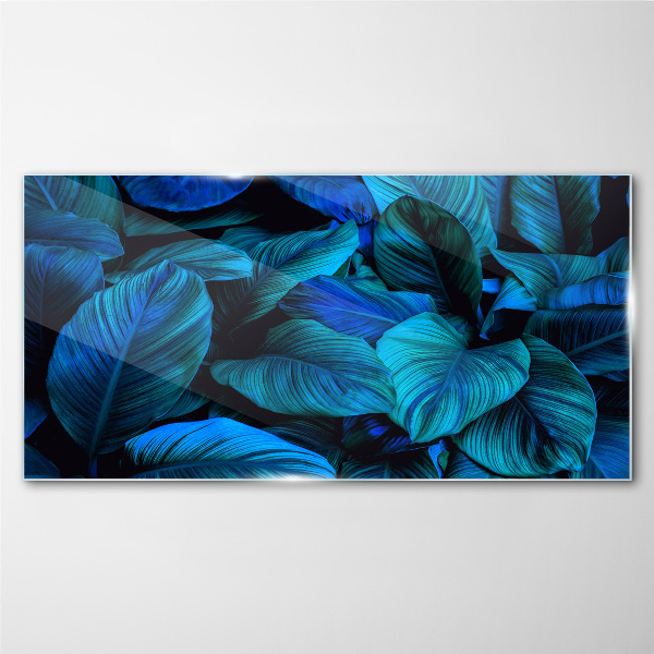Green paradise in shades of blue Wall art on glass