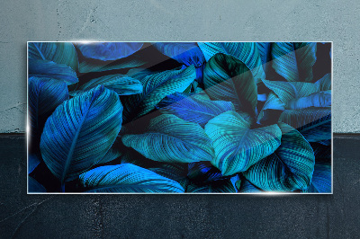 Green paradise in shades of blue Wall art on glass