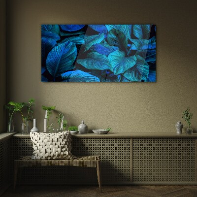 Green paradise in shades of blue Wall art on glass