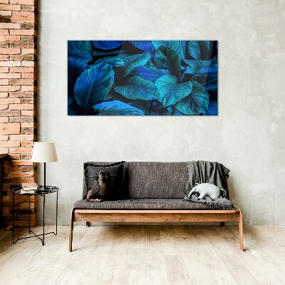 Green paradise in shades of blue Wall art on glass