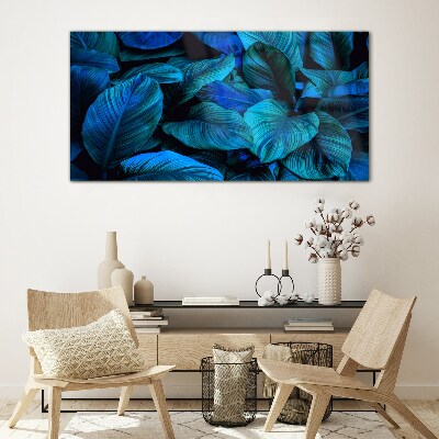 Green paradise in shades of blue Wall art on glass