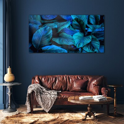 Green paradise in shades of blue Wall art on glass