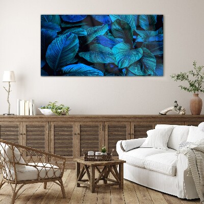 Green paradise in shades of blue Wall art on glass